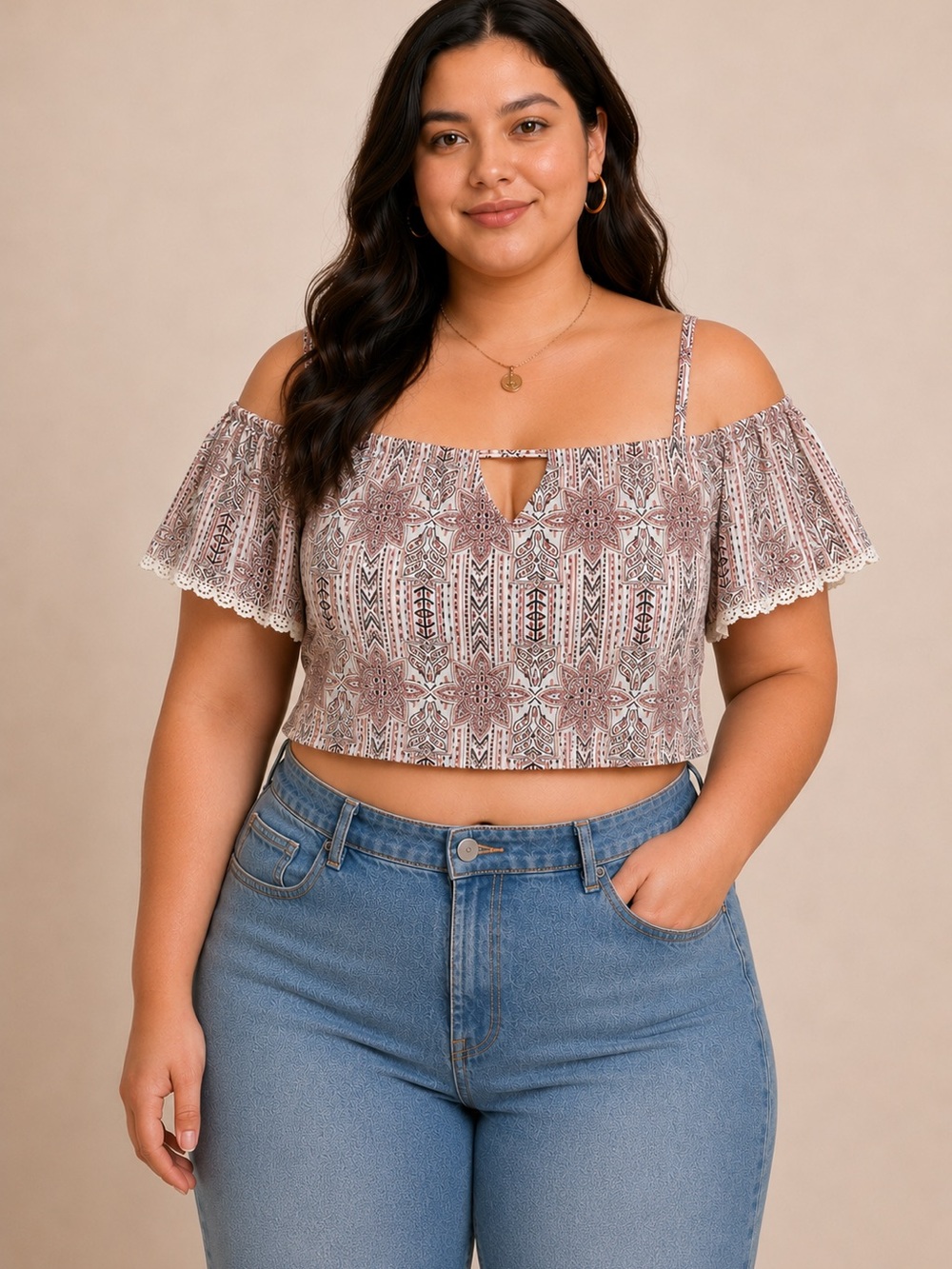 Sz L Adam Levine Romantic Cold Shoulder Boho Flutter Sleeve
